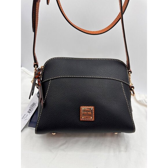 Dooney Bourke Pebble Grain Black Crossbody Bag Adjustable Strap Gold Hardware - Picture 13 of 16